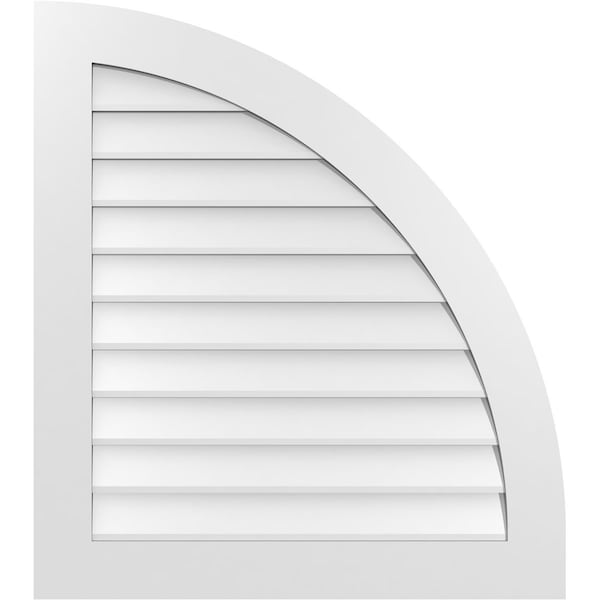 Ekena Millwork Quarter Round Top Right Surface Mount PVC Gable Vent w/ 3-1/2"W x 1"P Standard Frame, 32"W x 36"H GVPQR32X3601SN - main